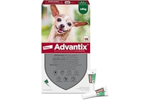Elanco ADVANTIX Spot-On für sehr kleine und leichte Hunde wie Malteser und Chihuahua bis 4 kg gegen Zecken, Sandmücken, Stechmücken, Stechfliegen und Flöhe: Wirkung bis zu 4 Wochen, 4 Pipetten-Packung