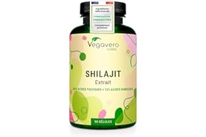 Shilajit Pure 78.000 mg Vegavero® | Extrait 60:1 | 60% Acides Fulviques + 12% Humiques | Résine de l'Himalaya | Energie + Immunité + Antioxydant | 90 Gélules | VEGAN & Sans Additifs
