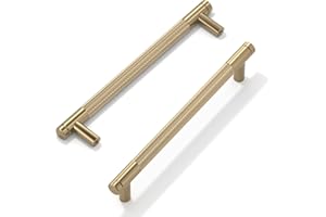 FURNIWARE 10 Pack Champagne Bronze Knurled Cabinet Handles, 160mm(6.3 Inch) Hole Center, T-Shaped Gold Kitchen Cupboard Pulls for Drawer Dresser, Cupboard, Wardrobe
