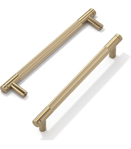 Amerdeco Meubelgrepen, set van 10 stuks, afstand tussen de gaten 160 mm, ladegrepen, kastgrepen, voor keukenkasten en kledingkasten, zinklegering, champagnegoud, UK0017