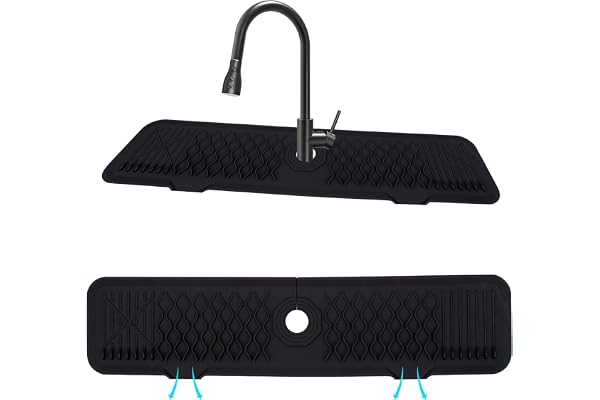 Silikonkran matta för diskbänk, vattenkran stänkskydd kök, droppmatta för diskbänk, vattenfångare matta för kök och badrum bänkskiva skydd, 61 x 14 x 0,5 cm