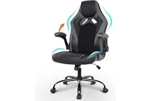 Actask Gaming Chair, Ergonomic Design Computer Chair, Swivel Heavy Duty Chair with Cushion and 90-105 degree adjustment of Reclining Back Support,Grey