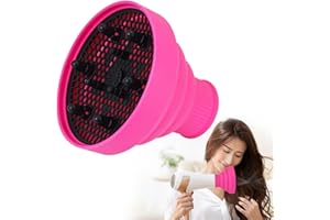 CAREDGO Diffuseur Sèche-Cheveux, Diffuseur Cheveux Bouclés Universel Embout Seche Cheveux Diffuseur Universel pour Sèche-Cheveux Pliable Couverture de Sèche-Cheveux pour Diamètre de 1,6" à 1,8"(Rose)
