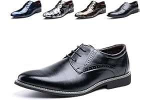 HITMARS Oxford Shoes for Men Derby Shoes Mens Formal Dress Business Lace Ups Shoes Classic Breathable Slip On Brogues Patent Leather Blue Gold Grey Red Black Brown Khaki Size 4-13