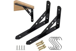 WEERSTONE 2 Stück Regalhalterungen Schwerlast-Träger 90 Grad Wand-Winkel Regalhalterung Metall Regalträger mit Schrauben Wand Regalträger Eisen Regalwinkel für Winkel Regal (200×120×25MM),Schwarz