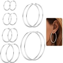 4 Paires De Boucles D'Oreilles Créoles Clip-On Pour Femmes – 4 Tailles (30/40/50/60mm) – Style Chic Et Tendance – Sans Perçage
