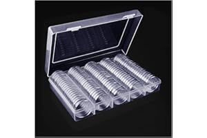 Kulannder 100 Piezas Cápsulas De Monedas, 30 mm Contenedor Almacenamiento de Caja de Plástico Conmemorativo con Caja Organizadora de Almacenamiento para Suministros de Recogida de Monedas.