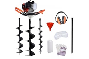 Dealourus Tarière à essence 2 temps CC – Robuste pour clôture de jardin avec 3 forets et rallonge