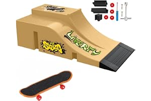TriUnytion Mini Finger Skate och Ramp Kit, Mini Tech Deck Skate Finger med Ramp Skatepark Kit, present till barn, pojkar och flickor, gul (a)