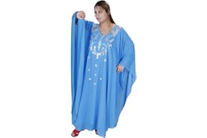 EGYPT BAZAR Abaya Damen Chiffon Kaftan Kleid mit Stickereien Festkleid Orient Dubai-Abaya Caftan Abendkleid Hochzeit