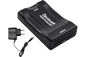 Ozvavzk Adaptateur HDMI vers Péritel,Convertisseur HDMI vers SCART Composite HD Audio Vidéo Compatible NTSC PAL pour HDTV DVD Sky HD Blu Ray DVD STB VHS PC