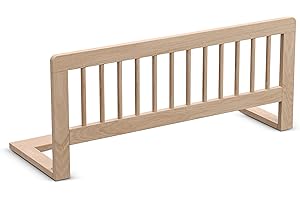 CADANI Kinder Bettgitter Baby Bettschutzgitter klappbarer Rausfallschutz aus Massivholz für Elternbett und Kinderbett Natur 90x40 cm