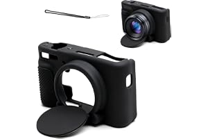 Silikonkameraväska för Canon PowerShot SX740 HS och SX730 HS, smalt mjukt kamerafodral med svart bärband, exakt skydd för dig
