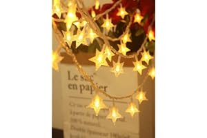 Adispotg Fairy Lights, 20ft 40 LED Battery Powered String Lights, 2 Lighting Modes, Decoractive for Indoor Outdoor, Bedroom, Wedding, Party,Birthday, Valentine, Christmas Tree Decoration (Star)