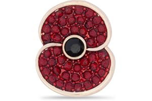 THE ROYAL BRITISH LEGION Official Royal British Legion Pave Poppy with Jet Centre Pin