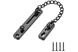 JINXIAN JINXM Serrure de Chaîne de Porte,Protège-porte de la Chaîne avec Serrure à Ressort anti-vol,Acier Inoxydable noir mat