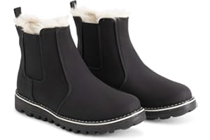 Polar Women Memory Foam Chelsea Nubuck Boot Waterproof Rubber Folded Stitched Sole Faux Fur Lined