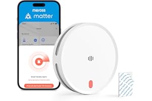 Meross Smart Rauchmelder vernetzt, WLAN Feuermelder mit Dual-Lichtsensor, Brandmelder mit APP Warnmeldung, Rauchwarnmelder mit 0,8 mm Insektennetz, 33 mm, Hub erforderlich, 1 Stück