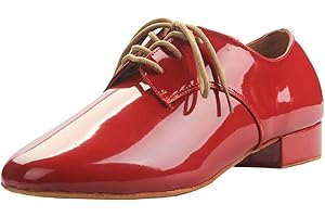 MINITOO QJ801 Mens Lace-Up Leather Modern Salsa Tango Ballroom Latin Wedding Party Dance Shoes