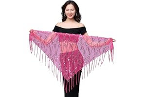 SamHeng Falda con borlas de lentejuelas, faldas de danza del vientre Rave Fringe Hip Bufanda Latin Dance Hula Hip Belt, Glitter Bohemian Skirt para mujeres y niñas Festival Dance Performance