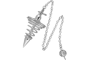 KYEYGWO Radiästhesie Pendel mit Ketten, Esoterik Pendels in Spiralform Orakel Metall-Pendel Spiral Kegel Schmuck für Divination Meditation Scrying Balance Reiki Heilung, Silbrig