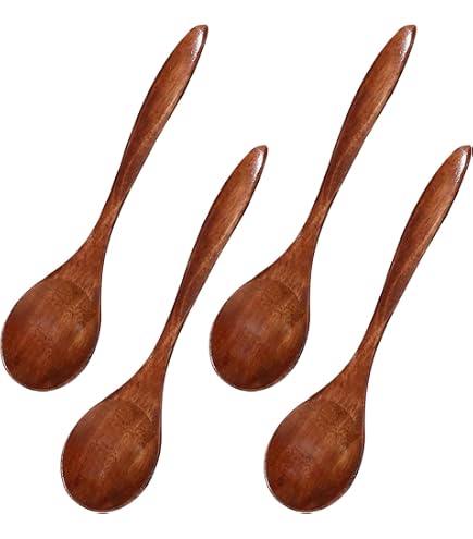 Lot De 4 Cuillères En Bois Dokeno - Cuillères à Thé, Miel, Cuisine - Faites Main, Longueur 14.5 Cm - 9