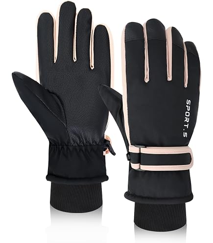 Guanti Invernali Uomo Donna Touch Screen - Termici Resistente All'Acqua Antivento Caldi Antiscivolo Riscaldati per Bici Ciclismo, Guida, Corsa, Lavoro, Sci, Snowboard, Arrampicata Grigio-nero XS