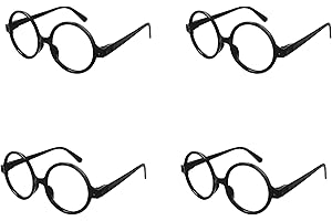 Hcoviv 4 StückStück Linsenlose Harry Potter Brille | Zauberer Spielzeugbrille | Fake Brille in Schwarz | Perfekt für Cosplay & Kostüm Parties