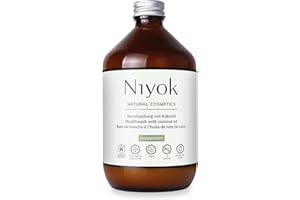 ‎NIYOK Niyok® Mundspülung mit Kokosöl "Pfefferminze" (500ml) • Antibakterielle Mundspülung Bio-Kokosöl • Ohne Fluorid & Ohne Alkohol • Für gesundes Zahnfleisch • Mundwasser gegen Mundgeruch