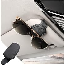 Porte-Lunettes Magnétique Pour Voiture - Cuir PU - Universel - Avec Poche à Carte - Rouge