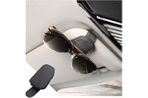 CGEAMDY Sunglasses Holder for Car Sun Visor, Auto Magnetic Leather Glasses Hanger Clip, Vehicle Universal Ticket Card Storage Clip Eyeglasses Mount, Multi Purpose Car Visor Accessories (Black)