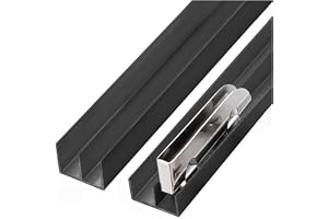 Skena för skjutfönster i glas, Tvåkanaligt glas skjutdörrsspårsats svart aluminium 5-8 mm 50-200 cm(140cm)