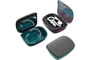 RSWHYY Custodia a doppio strato, custodia per protesi, custodia per allineatore, custodia per paradenti notturni, con fori di sfiato, Chewies, spazzola per la pulizia, strumento di rimozione, specchio