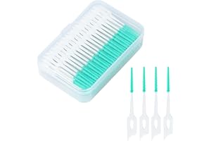 HUSAIHU 120 Pieces Interdental Brushes, Clean Between Teeth Silicone Dental Brushes, Convenient Travel Oral Care Dental Floss Sticks, Dual-use Interdental Floss Picks, Oral Cleaning Supplies (120Pcs-Green)