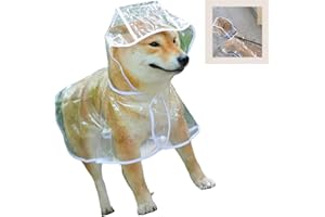 LIJUANWANG Chubasquero para Perros Transparente de PVC, Impermeable con Capucha, Largo de Espalda: 36 cm