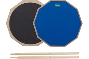 Musfunny Drum Practice Pad and Sticks Set 12 Inch Silent Snare Drum Pads Double Sided Drum Mute Pads with 5A Drum Sticks Storage Bag for Practice Drumming (12 inch Blue)