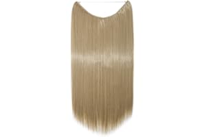 ‎SILK-CO Silk-co Haarverlängerung mit Gummiband, Glatte Extensions mit unsichtbare Schnur, Synthetisch Haarteil wie Echthaar, Haarverdichtung Haar Extensions für Frauen, Ascheblond, 50cm