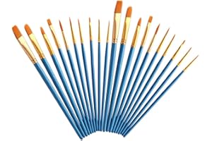 GELUODE Lot de 2 Pinceaux de Peinture en Nylon pour Peinture à l’huile Acrylique, Aquarelle, Peinture Artiste Professionnel Bleu