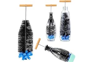 SZZETK Spazzola per Bottiglie da 35 cm, Pulizia Profonda Vetro/Biberon, Pulisci Borraccia, compatibile con bottiglia di vetro Sodastream, Lavabottiglie Senza Graffi, Residui e Odori