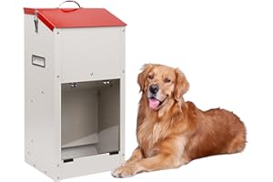 MASXIRCH Automatischer Futterautomat für Hunde, Futterautomat für Haustiere im Freien mit 11kg Fassungsvermögen, verzinkter Futterautomat mit Schwerkraftzufuhr für große Hunderassen