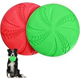 Nobleza Frisbee for Dogs - 2 Pack Interactive Flying Disc for Exercising Outdoor Sports, Red &amp; Green