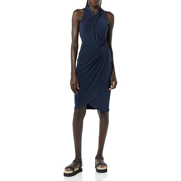 knee length dresses for ladies Mela Blue Blossom Print Wrap Midi With Dipped Hem