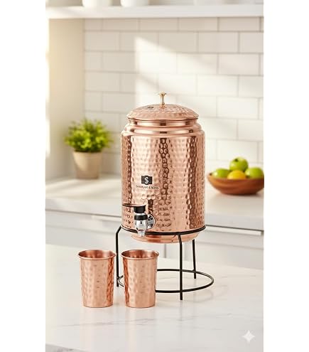 Neues Design Matka Copper Dispenser Hochwertiger Wassersp ender aus gehämmertem