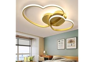 YZSJ Plafonnier LED Dimmable Plafond Moderne Coeur Acrylique Chambre D'enfants Lampe Avec Télécommande Garçons Filles Plafonnier Dessin Animé Lustre Enfants Plafonnier Intérieur Chambre Décor Lampe,D'or