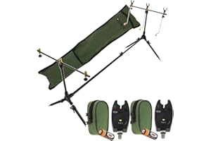 NGT Carp Fishing Rod Pod 2x Black Bite Alarms With Volume Control 3x Indicator Swingers & Rests