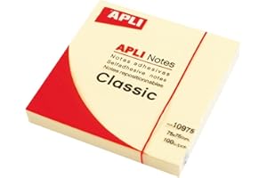 APLI 10975 - Notas adhesivas, Color Amarillo, 75 x 75 mm, pack de 100