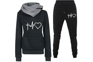 HAOLEI Ensemble Jogging Femme 2 pièces Survetement de Sport Pantalon Et Sweat à Capuche Survetement Femme Ensemble Chic Et Elegant Ensemble Imprimé Femme Vetement De Sport(S-3XL)