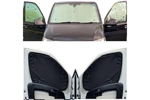 COVPROTEC Thermal Blinds Compatible With Renault Master (Second Generation) (Years 1997-2010) (Front Set) With Backing Colour in Black, Reversible