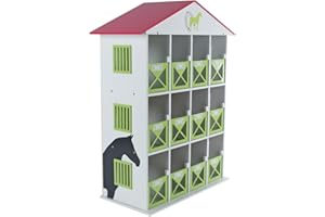 Kids Globe Horses Hotel Caballo (acomoda 12 Caballos, Escala 1:24, Hotel de Caballos, Accesorios de Granja para niños, Granja de Juguete, Juguetes de Caballos) 610308