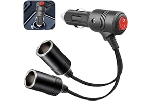 ONGNIUU Accendisigari Auto con Interruttore, Presa Accendisigari 12V/24V, Sdoppiatore Accendisigari Auto con Interruttore, Adatto per Auto, Camion, Registratori per Auto, GPS